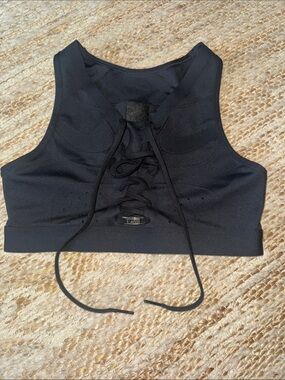 Nike Air Force Black Lace-Up Racerback Sports Bra